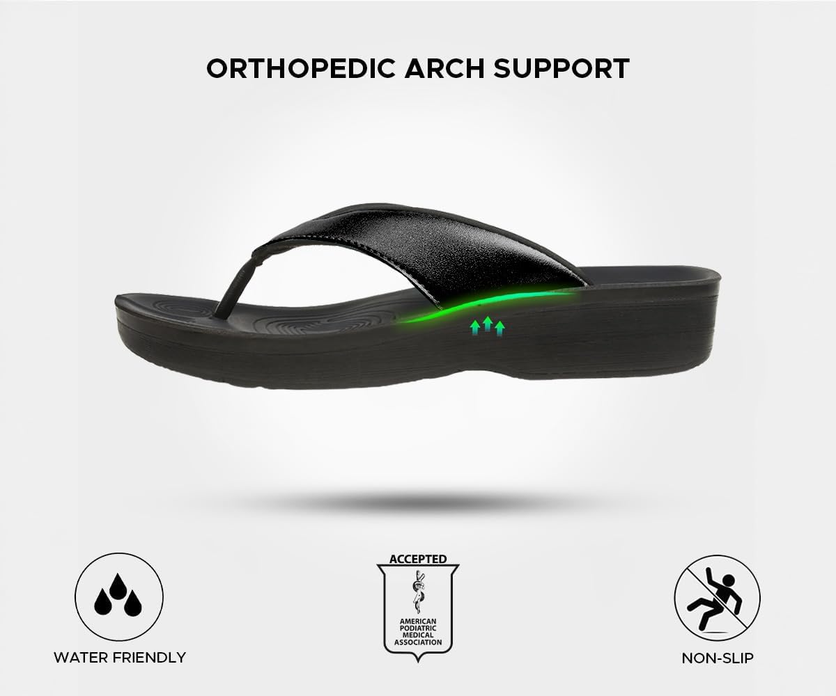 AEROTHOTIC Flip Flops for Women with Arch Support Plantar Fasciitis Orthopedic Cushioned Footbed Comfortable Non-Slip Sole with Padded Straps Dressy Casual Recovery Women Sandals - Image 5