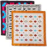 The Peacock Crew Pack of 3 Ethnic Designer Bandanas in Premium Soft Cotton for Men and Women