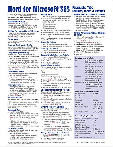 Word for Microsoft 365 (Office 365) Intermediate Quick Reference Guide - Paragraphs, Tabs, Columns, Tables & Pictures - Windows Version (Cheat Sheet of Instructions, Tips & Shortcuts - Laminated Card)