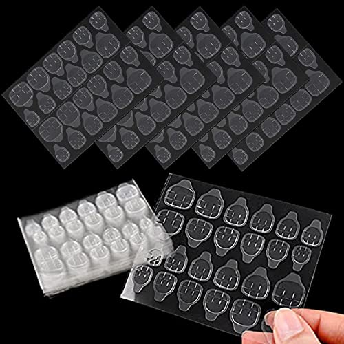 Autocollant d'Ongle de Colle Double Face,240Pièce/10Feuilles Respirants Autocollant D'Ongle Adhésif Transparent,Autocollant d'Ongle Adhésif Transparent,Nail Glue Jelly Gel Ruban Adhésif Cover