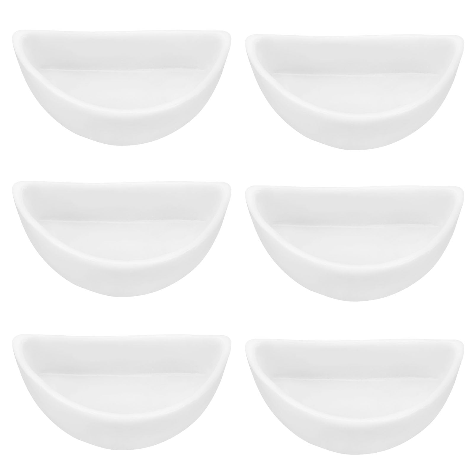 ECSiNG 6 Pezzi Mini Piatto in Ceramica Granchio Eremita 4,21x2x1,05 Cm Semicerchio Forma Ciotola per Cibo per Rettili per Ragno Granchio Eremita Tarantola Millepiedi Bianco