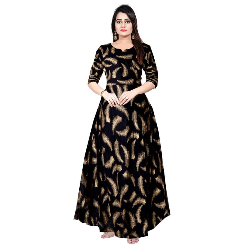 silver organisation Women Casual Printed Rayon Gown Dress_GW-picture-32