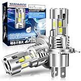 「業界初三面発光」SUPAREE H4 LED ヘッドライト 車検対応 三面発光 冷却ファン2個 h4 led 爆光 12V車対応 6500K led バルブ ハロゲンサイズ 長寿命 キャンセラー内蔵 IP68防水 2個セット