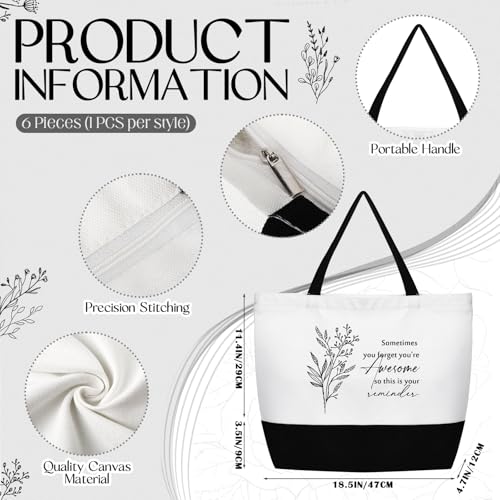 Image of 6 Pcs Thank You Canvas Bag Employee Appreciation Gift Reusable Grocery Bag Housekeeping Week Gift for Women Coworker