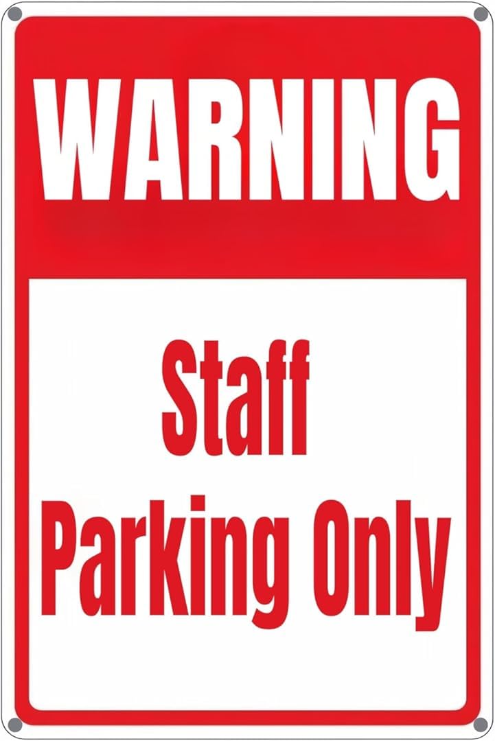 Warning Staff Parking Only Retro Funny Novelty Art Backyard Funny Wall Décor Poster Cafe Plaque Tin Sign 8x12 Inch