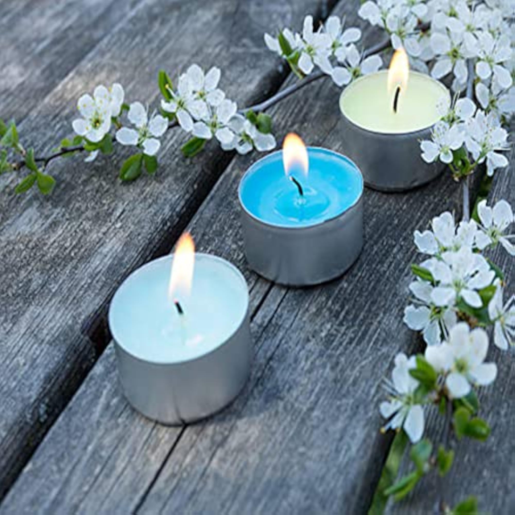 Blue Color Unscented Tea Light Candles, Set of 25