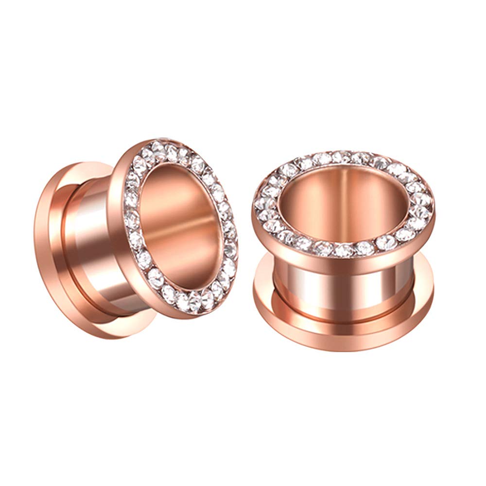 Silicone Flesh Plug With Zirconia Crystal - Ear Tunnel Rhinestone Bling Jewelry