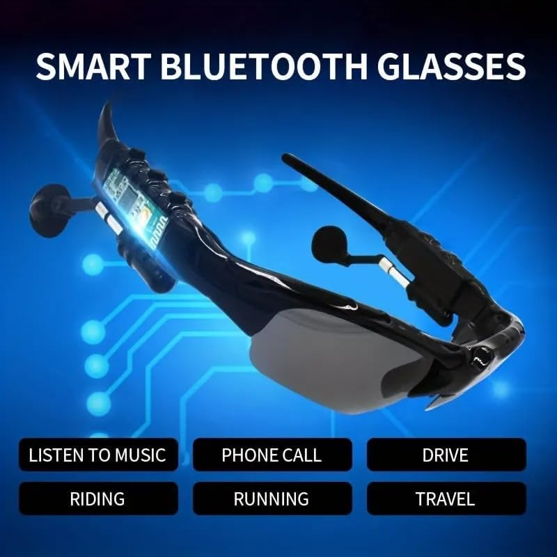 UV Resistant Sport Sunglasses with Wireless Headset Enhance Outdoor Experience (Black Lenses)