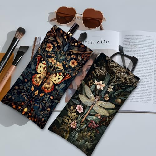 Image of Eyeglasses Sunglasses Case PU Soft Squeeze Top Glasses Pouch for Women Men,Animal Pattern Portable Anti Scratch