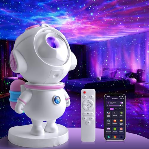 Star Projector Galaxy Night Light Projector Astronaut Space Projector Starry Nebula Ceiling LED Lamp Light Projector Show for Party Bedroom Gaming Room Decor Aesthetic Girls Boys Christmas Gift (Pink)