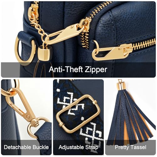 Image of Small Leather Crossbody Bags for Women Anti theft Purses and Handbag Shoulder Hangbag with Wide Strap Tassel
