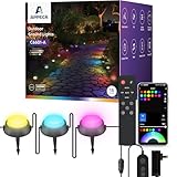 APPECK Smart Outdoor Ground Lights 15 Pack, 32FT RGBW Color Changing Pathway Lights Wired, IP65 Waterproof Landscape Lighting, for Path Yard Lawn Patio Holiday Party Decor, with App & Alexa Control