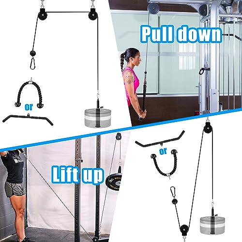 XonyiCos Fitness Cable Pulley System, Gym LAT and Lift Pulldown Machine Attachments, Home Workouts Equipments for Biceps Triceps Shoulder Arm Curl Forearm Muscle Strength Exercise