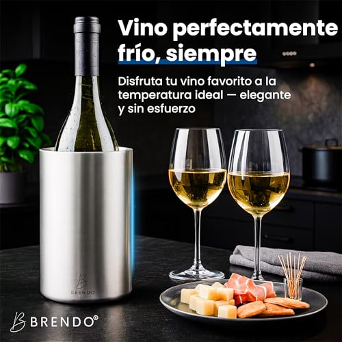 Brendo Enfriador de Botellas de Vino Acero Inoxidable Doble Pared Aislado | Cubitera de Vino Champan y Bebidas | Set de Regalo para Hombres y Mujeres Accesorios de Vino Idea de Regalo Navidad - imagen 2