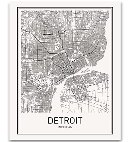 Detroit On A Map Amazon.com: Detroit Poster Detroit Map Of Detroit Art Minimalist Poster  City Map Posters Detroit Michigan Map Wall Art Map Art Scandinavian Poster  8X10 : Handmade Products