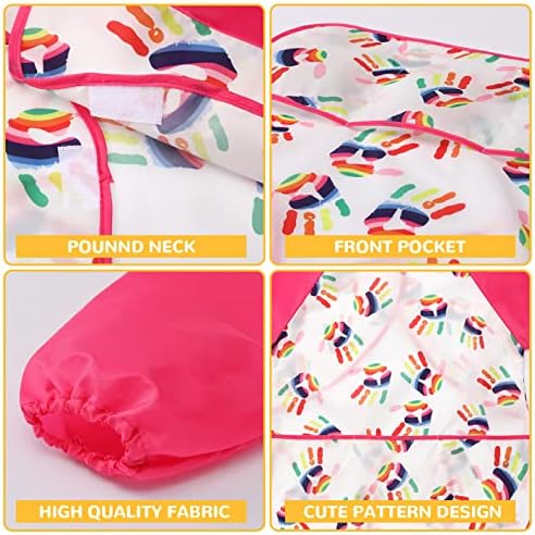 2Pcs Kids Aprons for Painting Toddlers Artist Waterproof Smocks with 3 Pockets,Age 2-7 Years