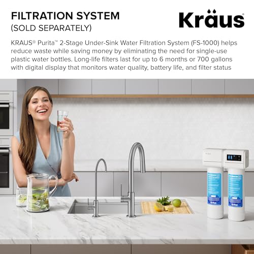 KRAUS Oletto Single Handle Drinking Water Filter Faucet for Reverse Osmosis or Water Filtration System in Brushed Brass, FF-103BB by Kraus - Image 8