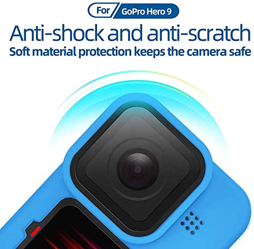 Image of M.G.R.J Silicone Rubber Protective Case for Gopro Hero 10 / GoPro Hero 9 Black, Silicone Sleeve Housing Case with Lanyard Lens Cap (Blue)