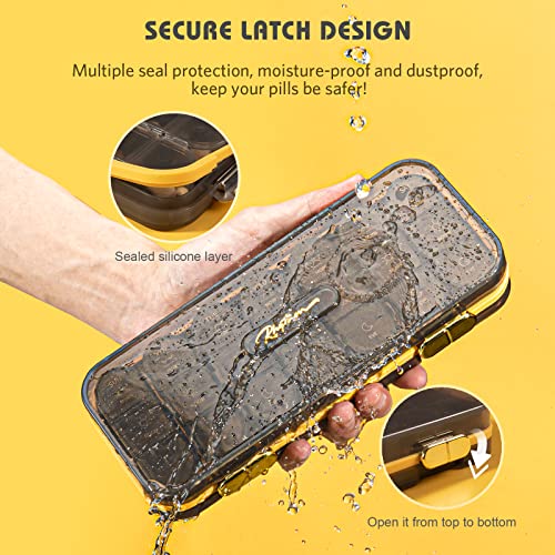 Image of Pill Organizer, Weekly Pill Dispensers, 3 Times A Day, 7 Day Pill Box, Large Compartments Travel Pill Container, Moisture-Proof Medicine Case for Fish Oil Vitamins Pills (Transparent Black)