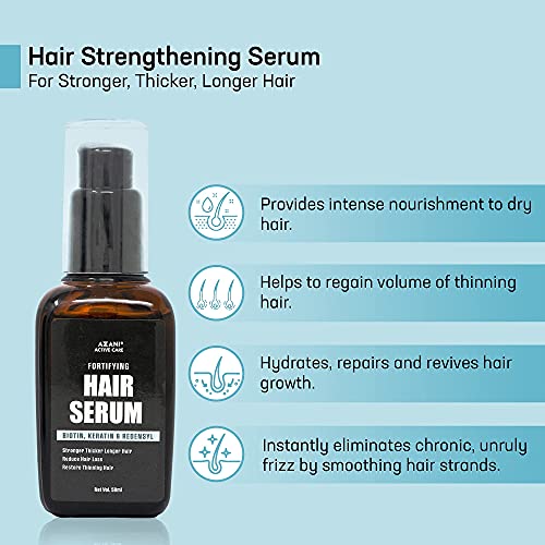 Azani Hair Serum - 1.69 Oz With Biotin, Keratin & Redensyl - Enhances Shine, Smooths Frizz & Flyaways - Repairs Rough, Damaged Hair, Makes Hair Look Strong, Shiny & Healthy - Women & Men #TOP2