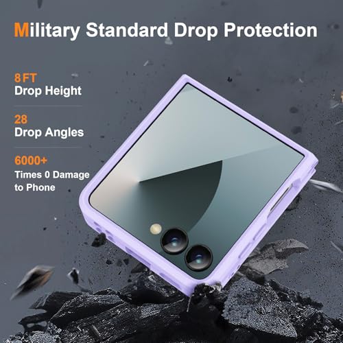Image of ORETECH Magnetic for Samsung Galaxy Z Flip 7 Case, with [2 x Screen Protector] Translucent Back Non-Slip Hard PC Shockproof Bumper Protective Case for Samsung Z Flip 7 - Light Purple