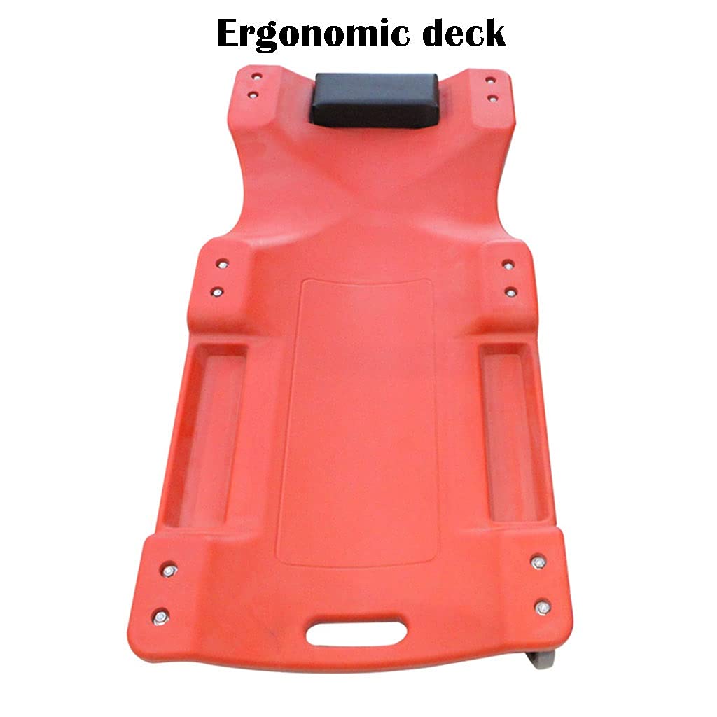 ARCH Camilla Mecanico De 40 Pulgadas, Cuerpo De Plástico Ergonómico con Reposacabezas Acolchado, Herramientas Taller Mecanic para Reparación Automática Y Mantenimiento, 350 Lbs De Capacidad Roja