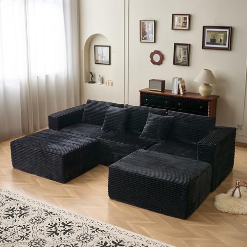 110 Modular Sectional Couch with Ottomans