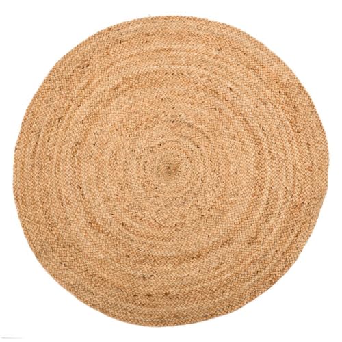 LOLAhome   Alfombra Rústica Trenzada Redonda Beige de Fibra Natural Ø 100 cm. Hecha de Yute para Interior y Exterior. Aporta Calidez y Confort a Cualquier Estancia de tu hogar.