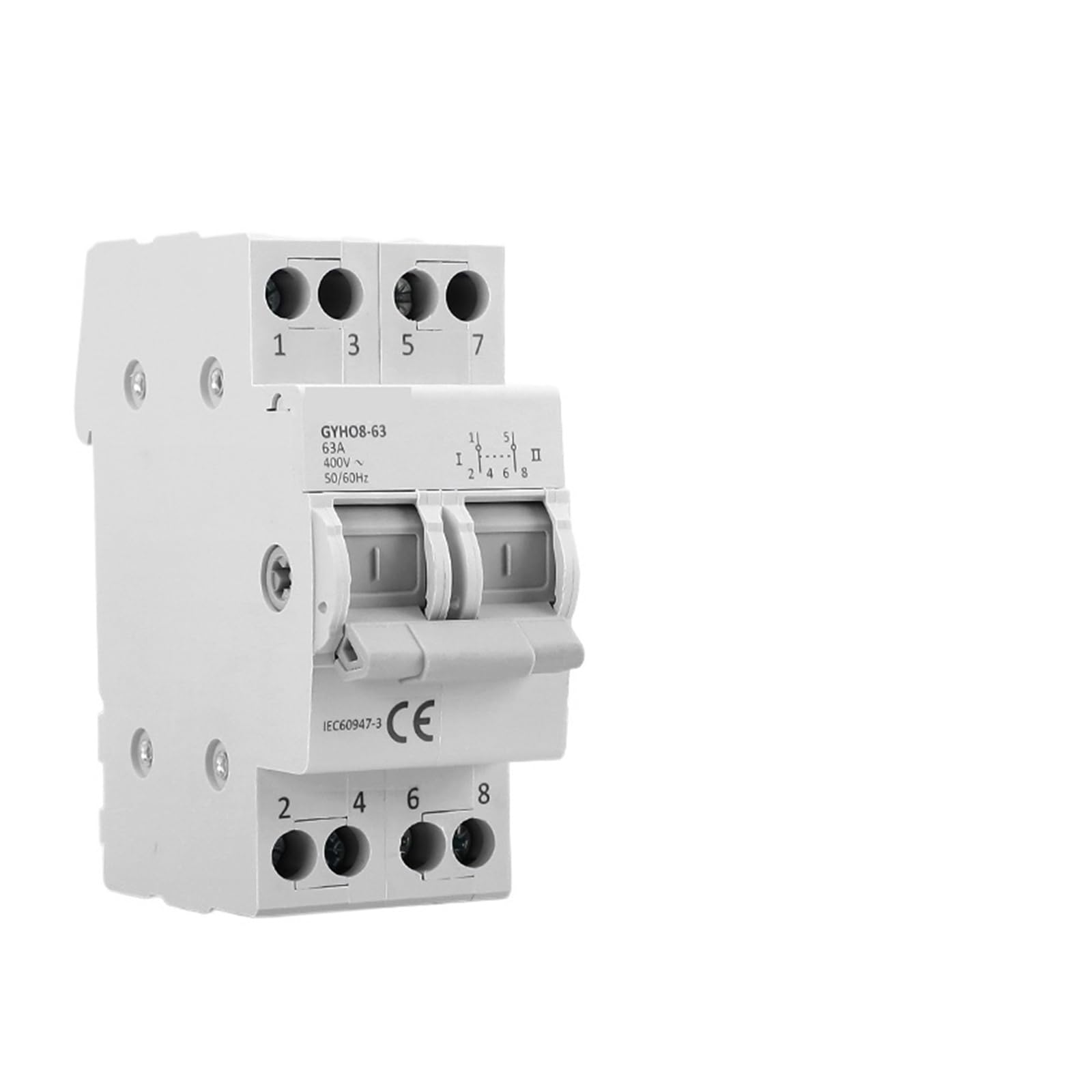 GYHO8 63A Dual Power Manual Conversion Isolating Switch Interlock Circuit Breaker AC Isotator 1P 2P 3P 4P(3P 63A)