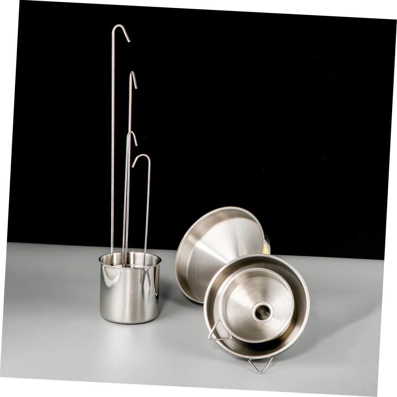 Imbuto da Cucina in Acciaio Inossidabile Manico Facile per Versare Olio Vino e Succhi con Mestolo Set 4 Misure 50-500ml per Riempire Bottiglie Strette