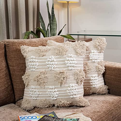 Image of Cushion - Boho Designer Handloom Cotton Throw Square Cushion Cover Sofa Couch Pillow Cases Chair livingroom Decorative Items Set of 5 16X16inch 27