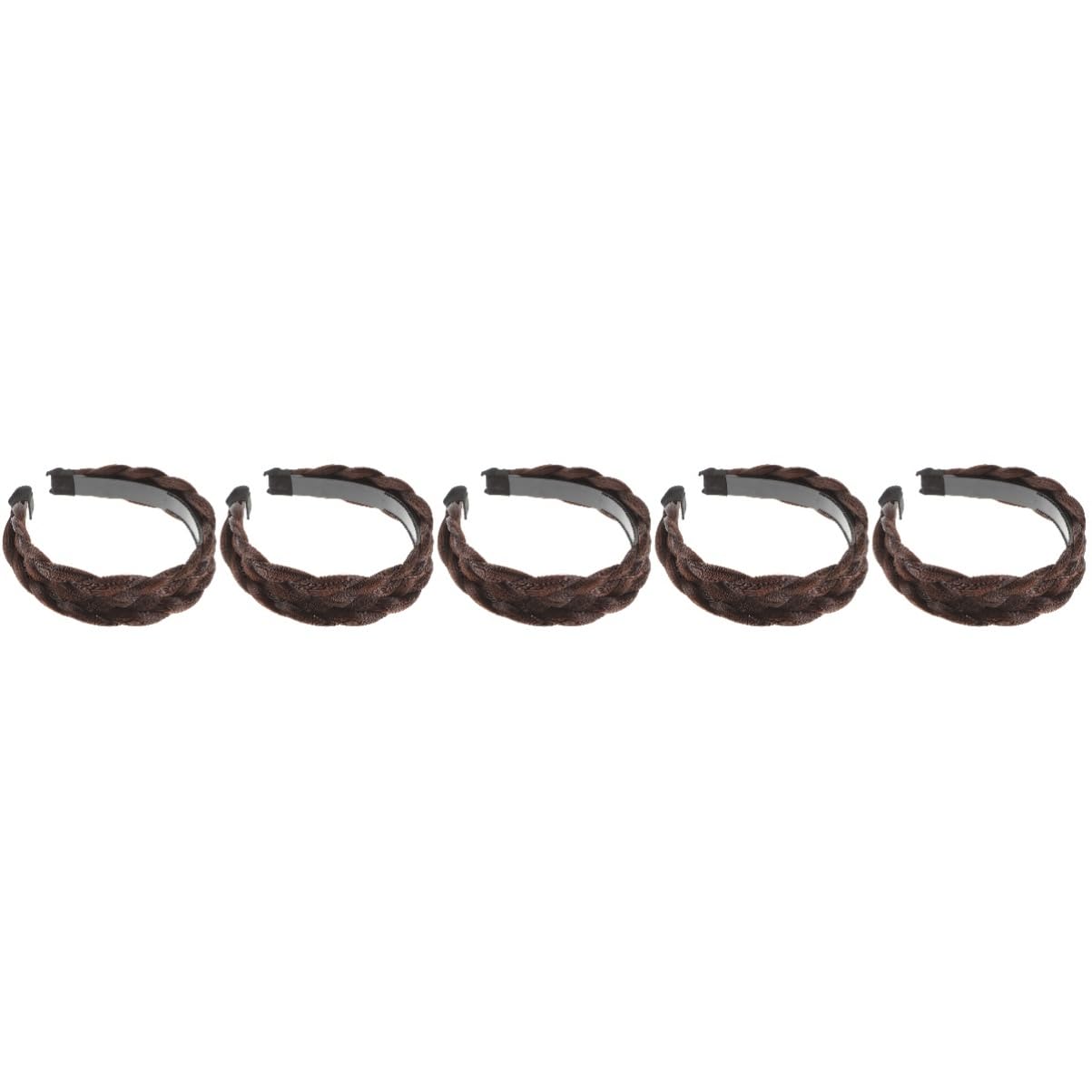 FRCOLOR 5pezzi Cerchietto Braid Hairband Per Donne Accessorio Di Moda Per Intrecciati Per Occasioni Speciali e Uso Quotidiano Scuro