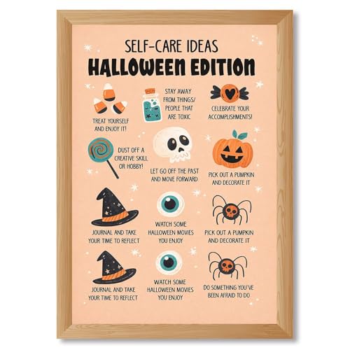 Framed Halloween SelfCare Ideas Poster Canvas Print Art Wall Decor