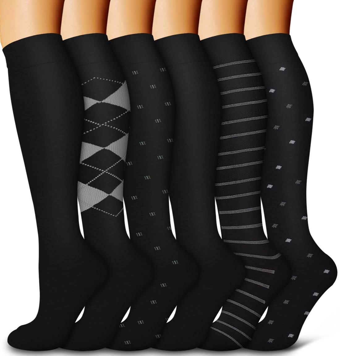 Photo 1 of **MISSING 3 PAIRS**6 Pack Copper Compression Socks for Women and Men Circulation-Best Support for Medical,Running,Nursing,Athletic