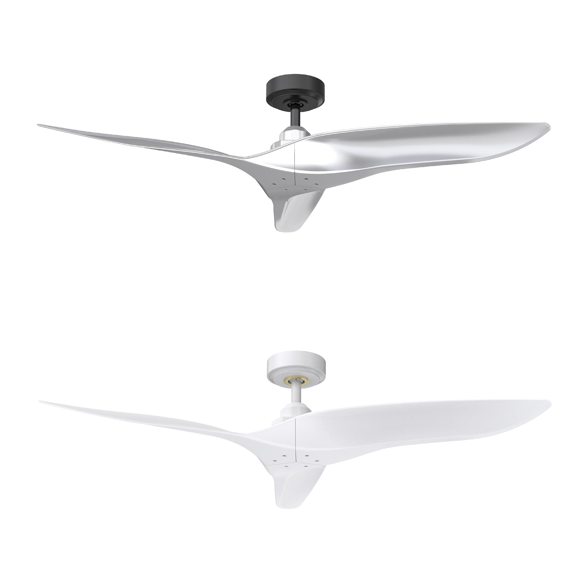 ARC Ceiling Fan Bundle 52 Silver 52 White Modern Ceiling Fans Quiet DC Motor Remote Control Energy Saving