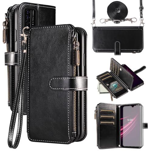 Étui pour T-Mobile Revvl V+ 5G Asuwish avec porte-cartes et fermeture éclair