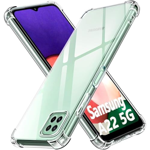 Image of Lustree Back Cover Transparent Case Compatible with Samsung Galaxy A22 5G | Clear + TPU Case with 4 Corner Air Cushion Protection & Camera Protection | Slim& Stylus Cover