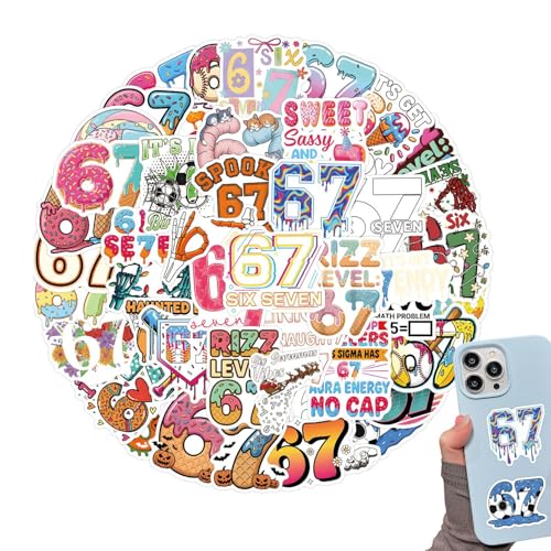 Pegatinas pequeñas y lindas | Pegatinas digitales impermeables – 67 Memes – Para Guitarra, Teléfono, Scrapbooking, Skateboard, Equipaje, Diario, Periódico, Parachoques de coche