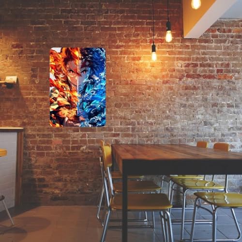 Image of Zesta Bathroom Decor Items Washroom Decor Tin Sign | Aesthetic Posters Wall Poster for Bedroom | Magnetic Cafe Decoration Items / Restaurant Decorations Items | Quirky Home Decor Bar Accent (Demon Slayer (5))