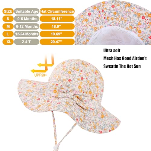 Baby Girl Sun Hat Toddler Beach Hats with UPF 50+ Protective Infant Summer Hat with Wide Brim Baby Girls Bucket Hat3
