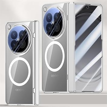 For Oppo Find N6 Clear Anti-Yellowing Tough Case (Gold,coil) | Screen Protector Hinge Protection Wireless Charging Slim Crystal Clear Hard PC Drop-resistant Cover, for Find N6