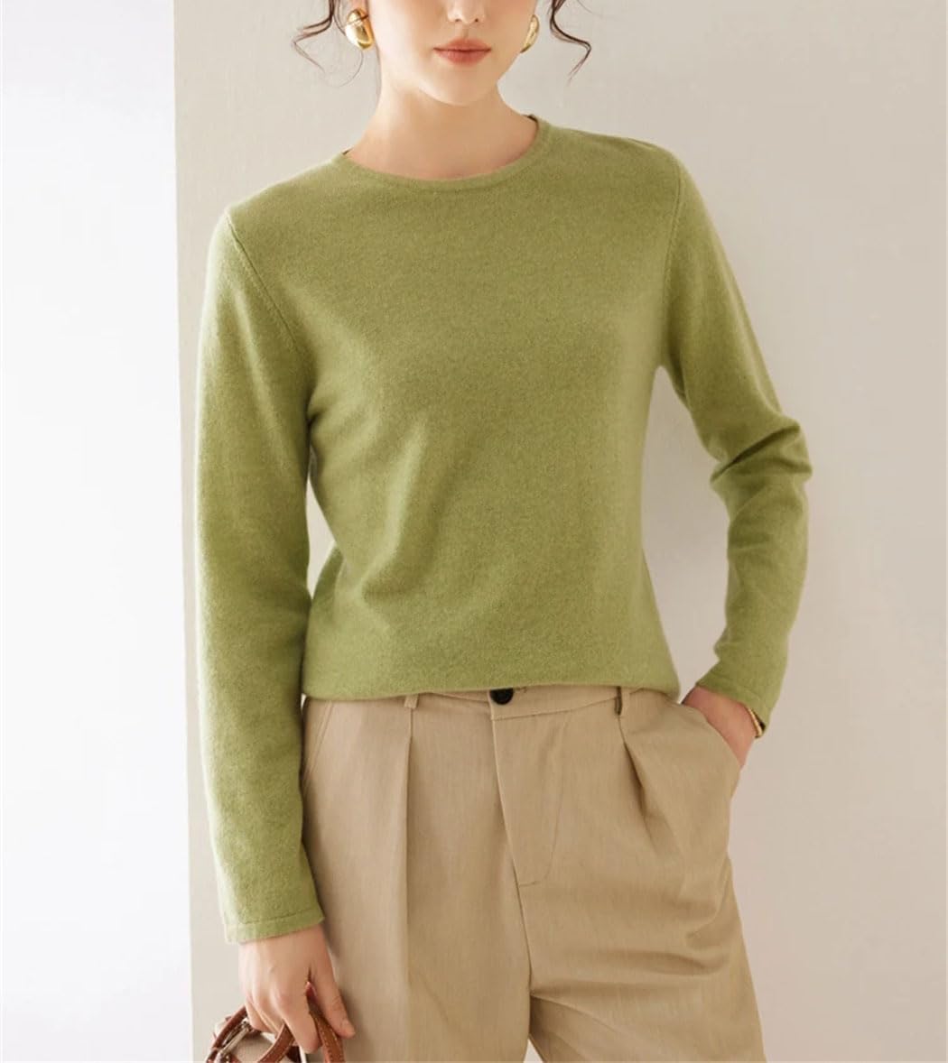 Women 100% Wool Sweater Long Sleeve Crewneck Pullover Winter Basic Cashmere Knitwear Soft Warm Comfy Tops