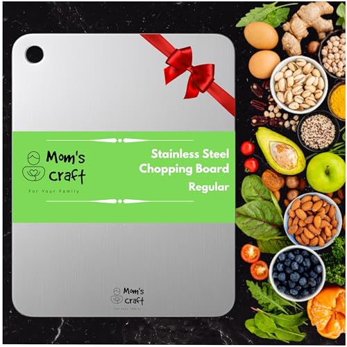 Image of Stainless Steel Chopping Board 310x225mm | Rust-Proof Heavy-Duty Metal Cutting Board | Smooth Edge Steel Vegetable Meat Fish Fruit Cutter Board | Hygienic Easy-Clean Food Prep Chopper Board