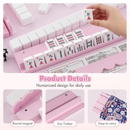 Scalloped Wooden Mahjong Racks with Pushers, 17" miniatura 5