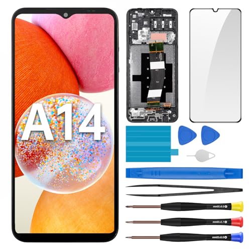 Écran pour Samsung Galaxy A14 tactile complet OLED A145F avec châssis noir