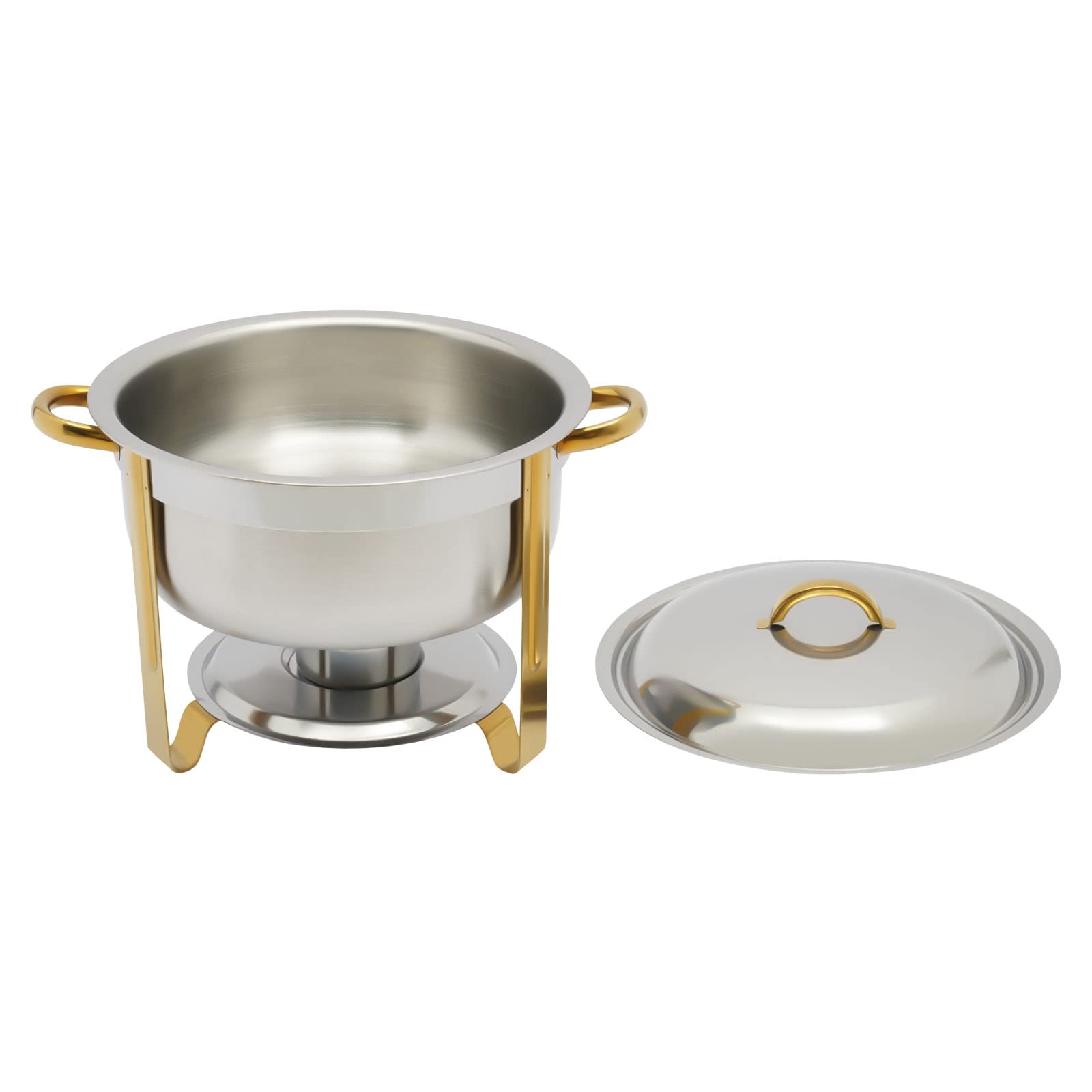 Chafing Dish - Calentador de alimentos (5 L, redondo, 5 L, acero inoxidable, para buffet, catering, gastro y fiesta), color dorado