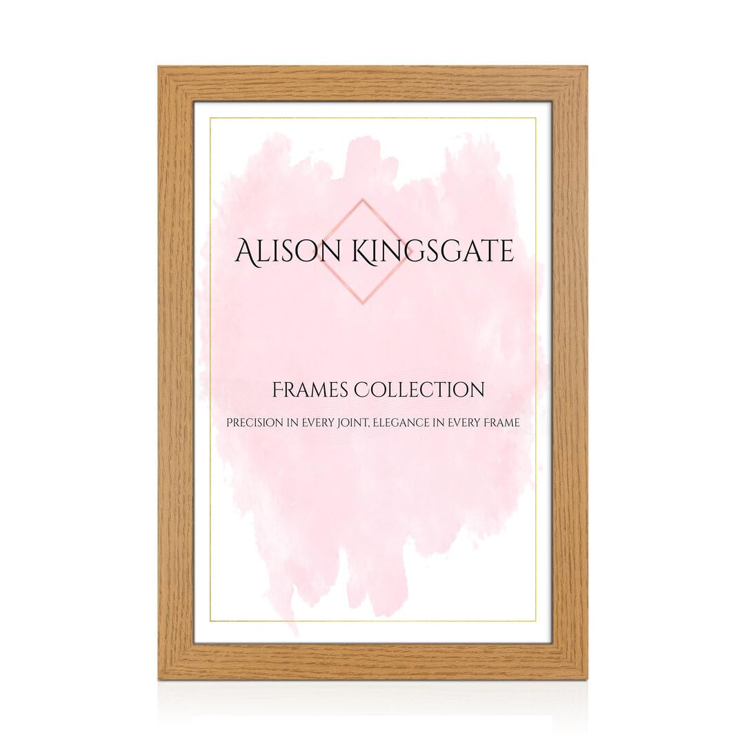 Alison Kingsgate Oak Modern A3 Picture Frames- Engineered Wood Photo Frame With Shatterproof Perspex Front- Ideal For Posters, Certificates & Artwork- Wall Mount Or Tabletop Display