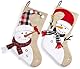 HEITMANN DECO Jute-Nikolausstiefel-Set - Großer Weihnachtsstrumpf 49 cm 3D Natur weiß rot zum Befüllen und Aufhängen - Schneemann