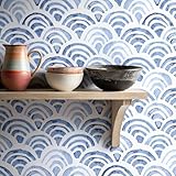 RUSPEPA Blue Wave Peel and Stick Wallpaper, Watercolor Ocean Coastal Pattern, Self-Adhesive Waterproof Contact Paper for Accent Wall, Bedroom, Bathroom, Coastal Home Décor, 17.3 Inch x 6.5 Feet