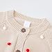 Kids Knit Cardigan Sweater with Colorful Pompom Cute Warm Long Sleeve Button Down Knitwear Jacket (Beige, 18-24 Months)